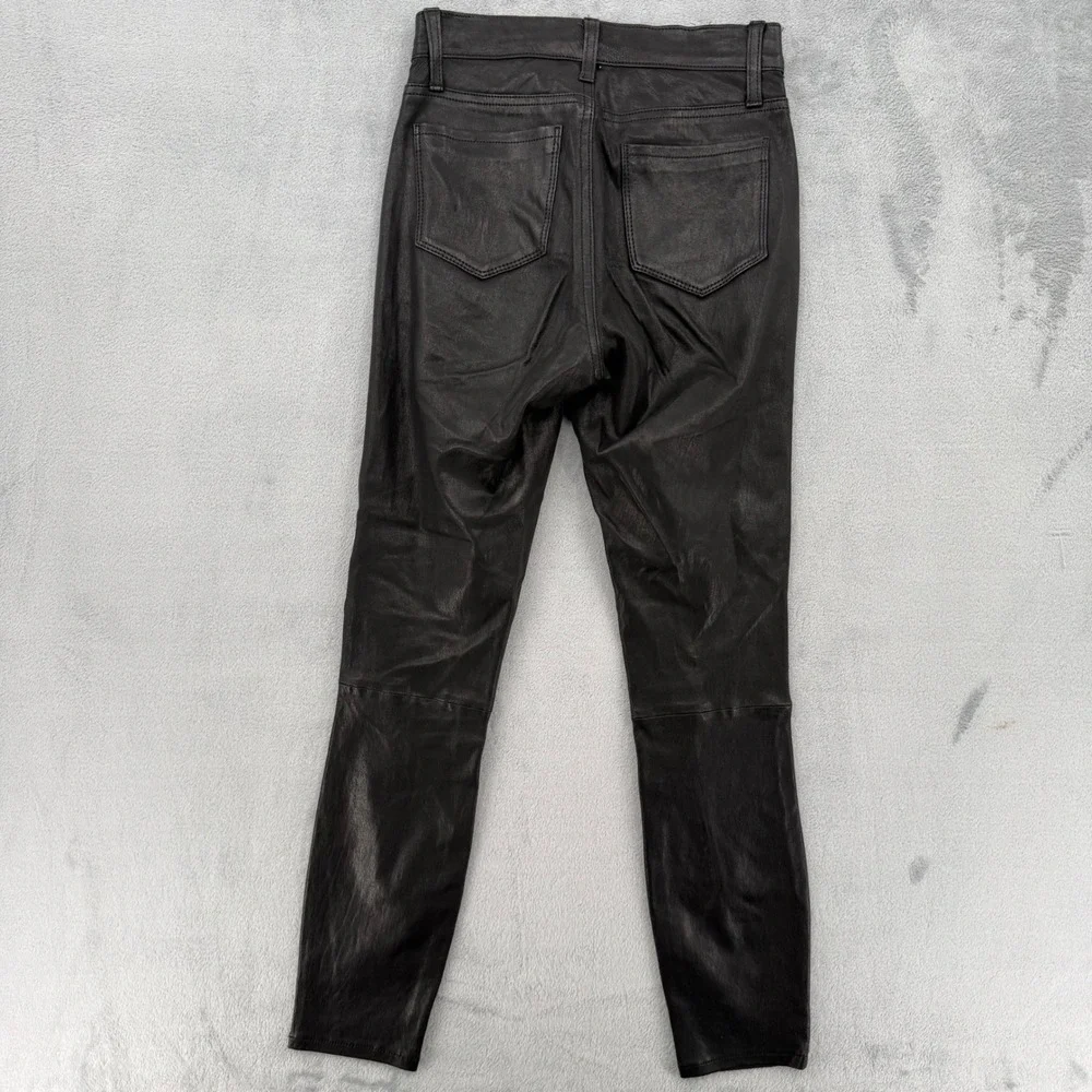 L'Agence Margot Black Coated Skinny Lamb Leather High Rise Pants Size 23 - Picture 6 of 16